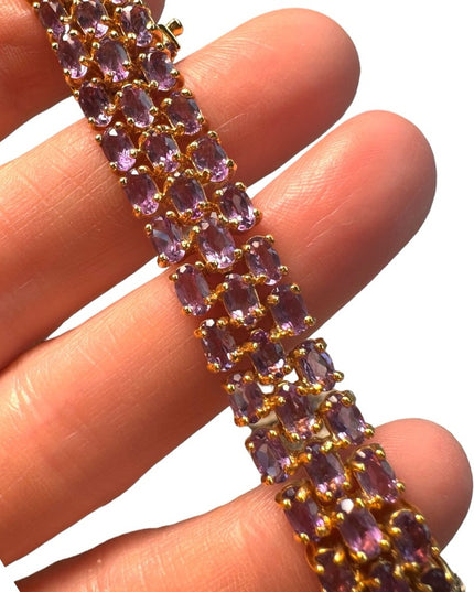 Stunning sterling silver 925 DBJ Amethyst gold plated tennis bracelet