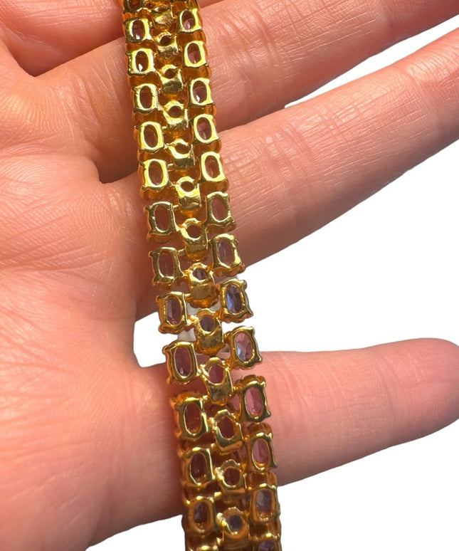 Stunning sterling silver 925 DBJ Amethyst gold plated tennis bracelet