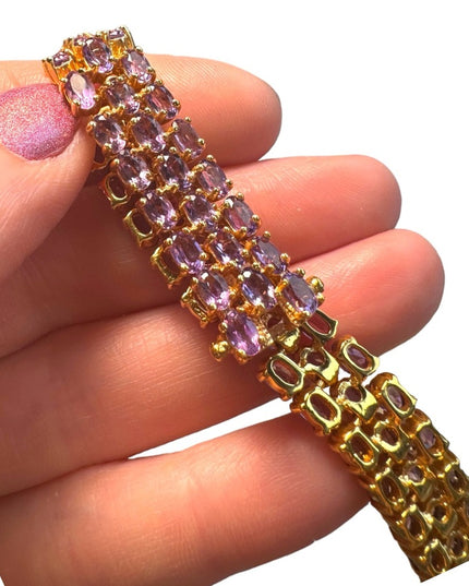 Stunning sterling silver 925 DBJ Amethyst gold plated tennis bracelet