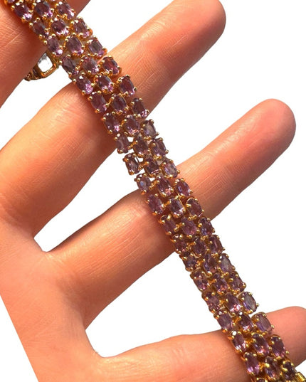 Stunning sterling silver 925 DBJ Amethyst gold plated tennis bracelet