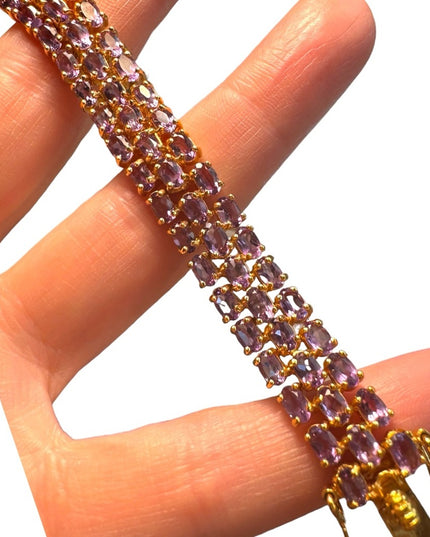 Stunning sterling silver 925 DBJ Amethyst gold plated tennis bracelet
