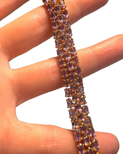 Stunning sterling silver 925 DBJ Amethyst gold plated tennis bracelet