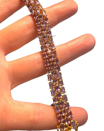 Stunning sterling silver 925 DBJ Amethyst gold plated tennis bracelet