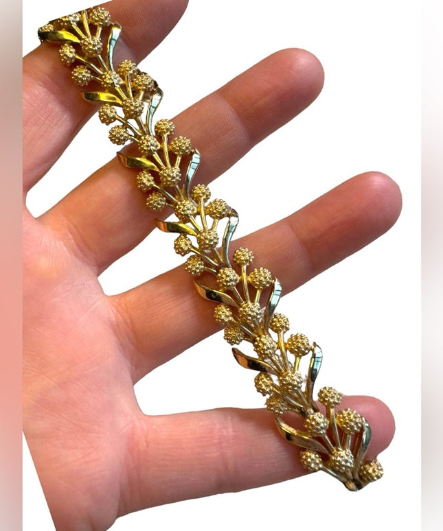 Gold Finish Trifari Bracelet 7 inches ornate design