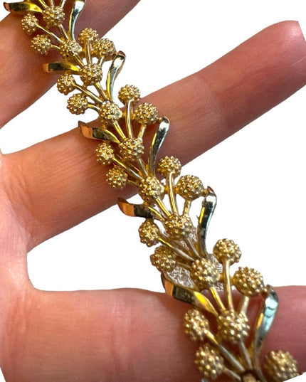 Gold Finish Trifari Bracelet 7 inches ornate design