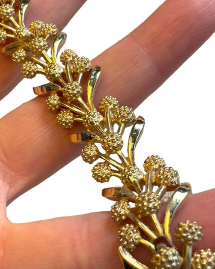 Gold Finish Trifari Bracelet 7 inches ornate design
