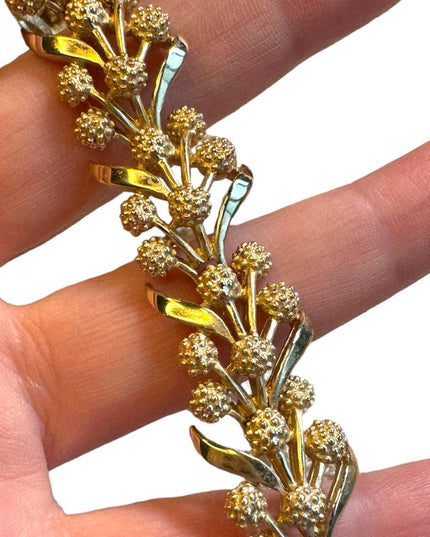 Gold Finish Trifari Bracelet 7 inches ornate design