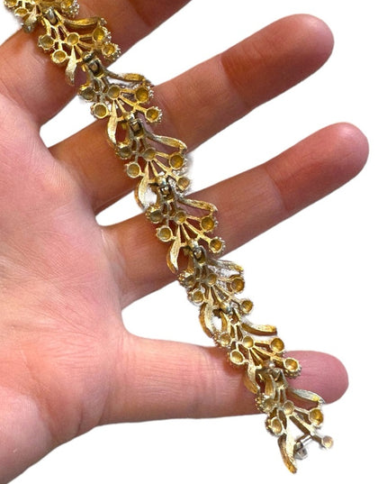Gold Finish Trifari Bracelet 7 inches ornate design