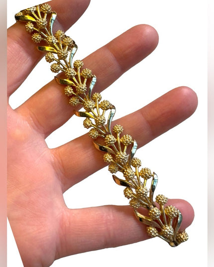 Gold Finish Trifari Bracelet 7 inches ornate design