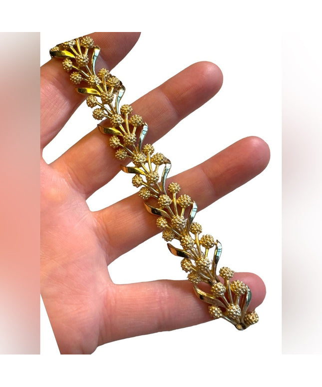 Gold Finish Trifari Bracelet 7 inches ornate design