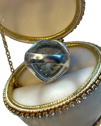 Sterling Silver 925 Authentic Mystic Topaz Stone Heart Ring Size 7