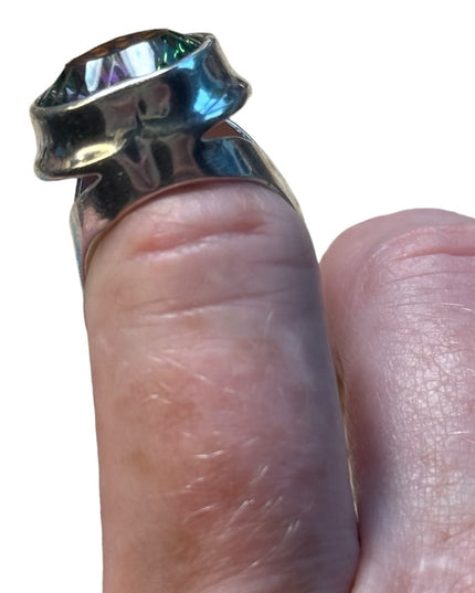 Sterling Silver 925 Authentic Mystic Topaz Stone Heart Ring Size 7