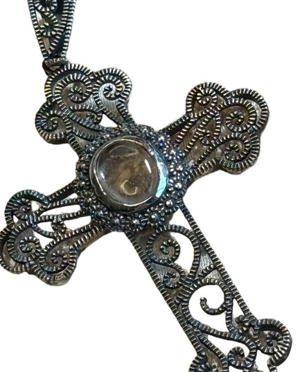 Vintage Sterling Silver Filagree Cross Pendant 925