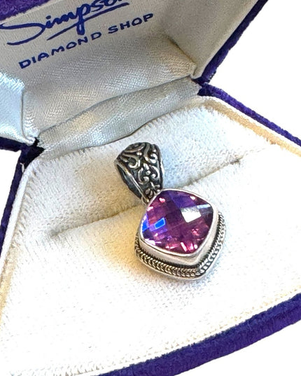 Lovely Sterling Silver faceted Amethyst Pendent Sarda 925
