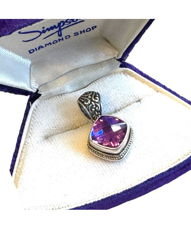 Lovely Sterling Silver faceted Amethyst Pendent Sarda 925