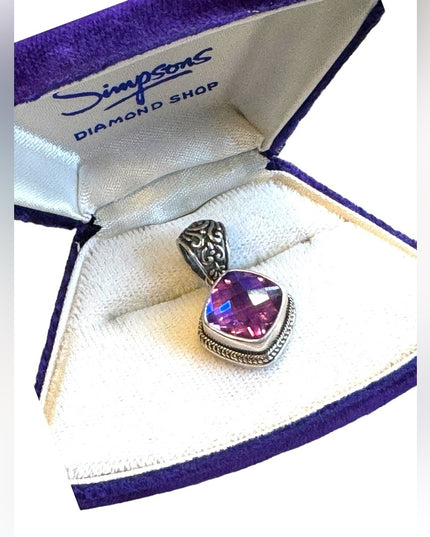 Lovely Sterling Silver faceted Amethyst Pendent Sarda 925