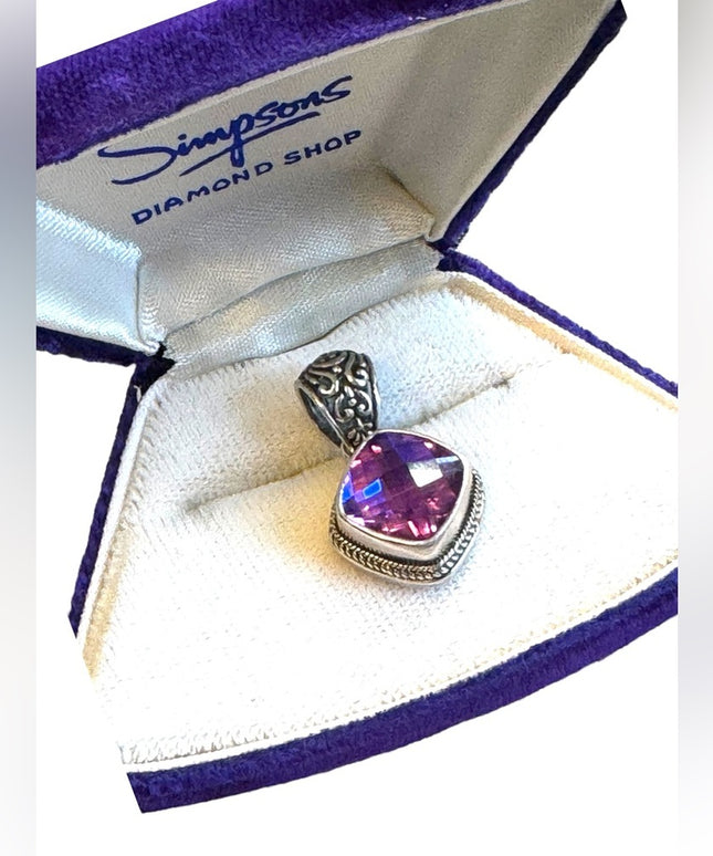 Lovely Sterling Silver faceted Amethyst Pendent Sarda 925
