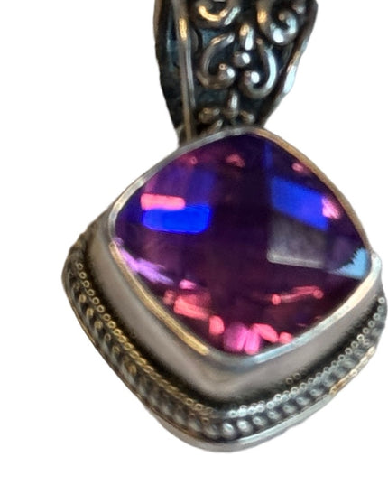 Lovely Sterling Silver faceted Amethyst Pendent Sarda 925