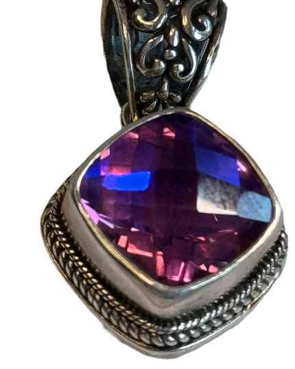 Lovely Sterling Silver faceted Amethyst Pendent Sarda 925