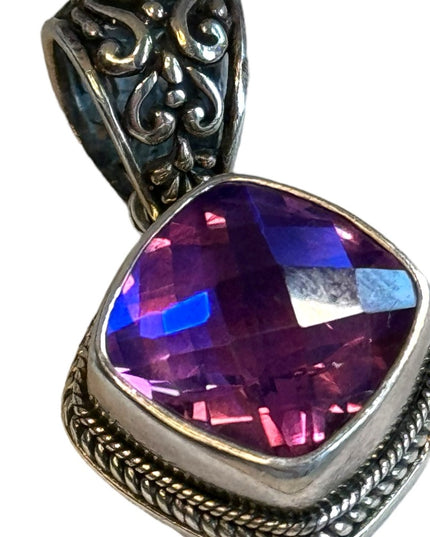 Lovely Sterling Silver faceted Amethyst Pendent Sarda 925