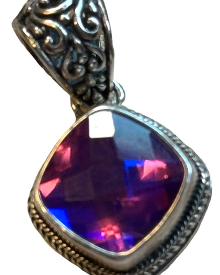 Lovely Sterling Silver faceted Amethyst Pendent Sarda 925