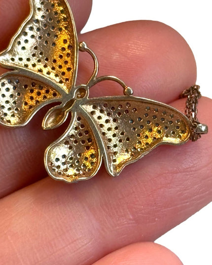 Lovely rose gold finish butterfly necklace amethyst turquoise sterling 925
