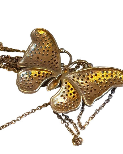 Lovely rose gold finish butterfly necklace amethyst turquoise sterling 925