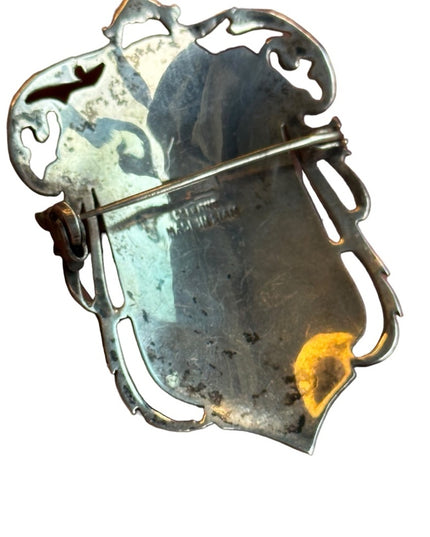 Vintage Siam Sterling goddes brooch 925 enameled Nielo