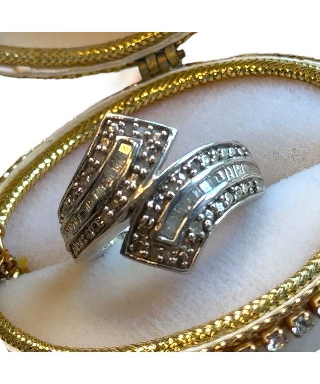 Vintage sterling silver JWBR diamond ring 925
