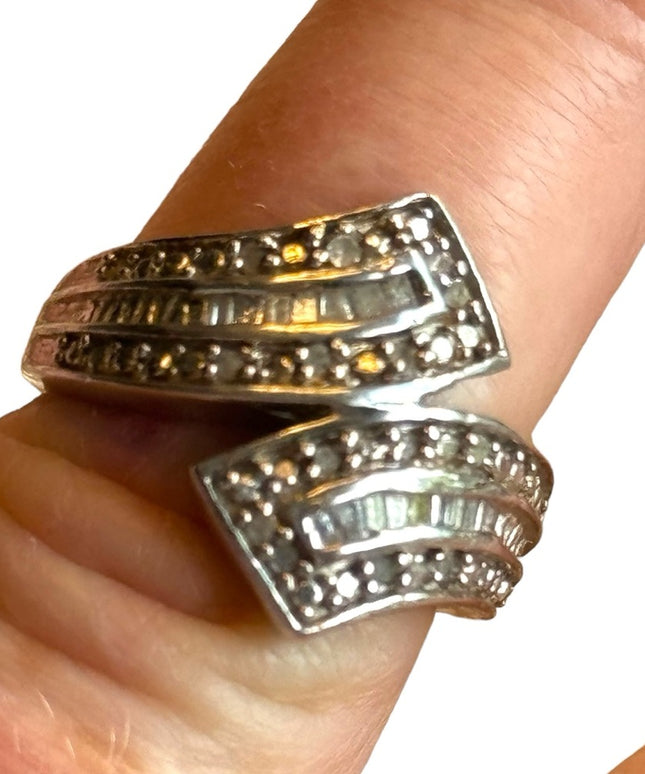 Vintage sterling silver JWBR diamond ring 925