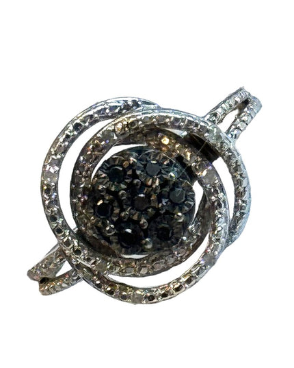 Vintage JWBR sterling Diamond black 925 fancy infinity ring