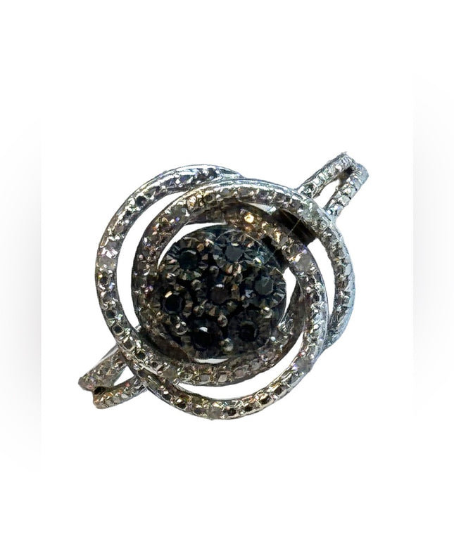 Vintage JWBR sterling Diamond black 925 fancy infinity ring