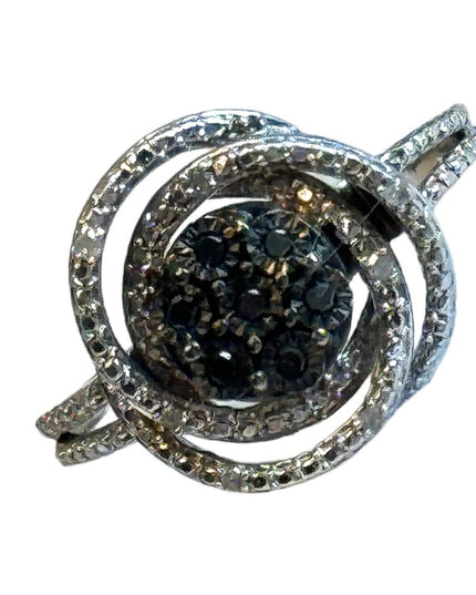 Vintage JWBR sterling Diamond black 925 fancy infinity ring