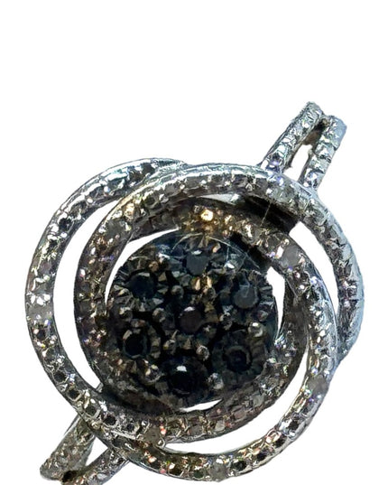 Vintage JWBR sterling Diamond black 925 fancy infinity ring