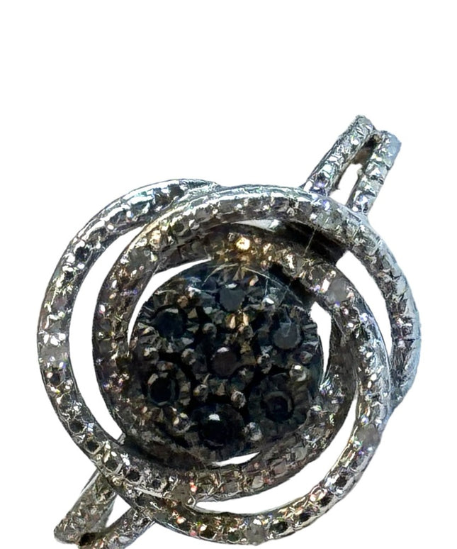 Vintage JWBR sterling Diamond black 925 fancy infinity ring