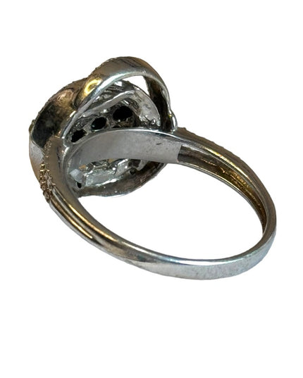 Vintage JWBR sterling Diamond black 925 fancy infinity ring