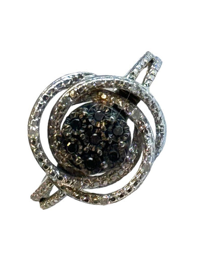 Vintage JWBR sterling Diamond black 925 fancy infinity ring