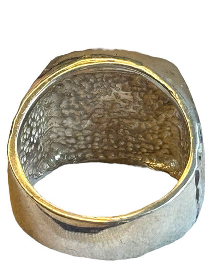Vintage sterling silver 925 Etched southwestern Eagle Mens ring