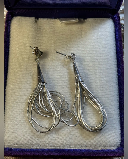Sterling silver liquid silver 925 dangle earrings 2”