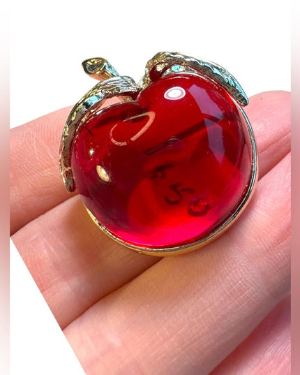 Vintage 1970s Red Sara Coventry cherry 🍒 brooch 32mm