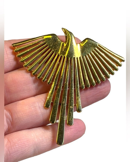 Large Vintage Monet PHOENIX Brooch 3” gold finish