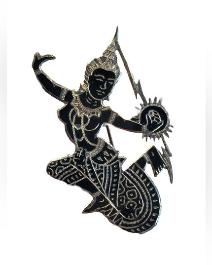 Vintage Sterling Lg Goddess Siam brooch 2.5”