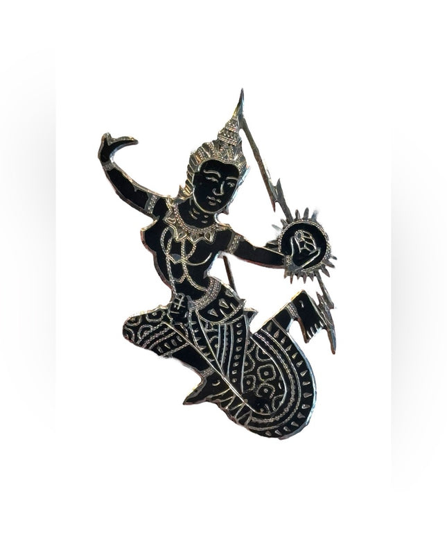 Vintage Sterling Lg Goddess Siam brooch 2.5”