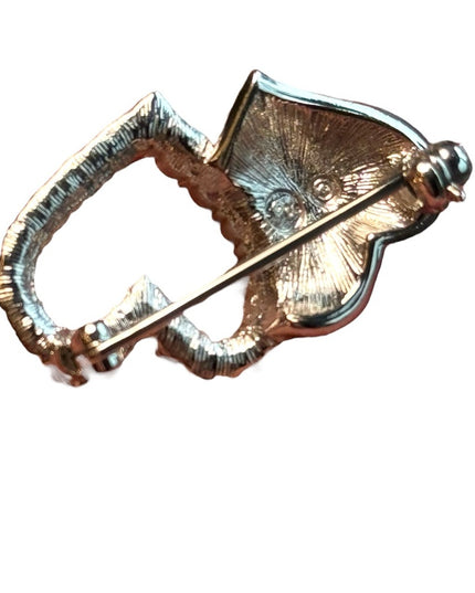 Swarovski retired hearts brooch 1.3” with bag silver finish