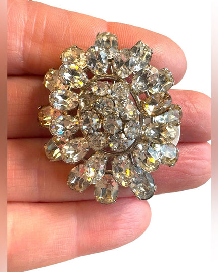 Vintage 1950s AUSTRIA Vintage crystal fancy brooch 2”