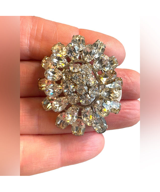 Vintage 1950s AUSTRIA Vintage crystal fancy brooch 2”
