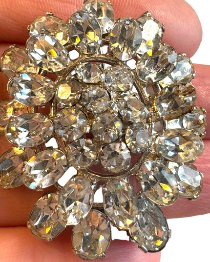 Vintage 1950s AUSTRIA Vintage crystal fancy brooch 2”