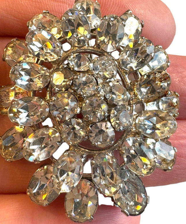 Vintage 1950s AUSTRIA Vintage crystal fancy brooch 2”