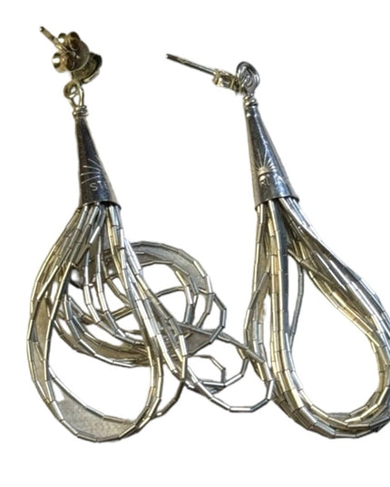 Sterling silver liquid silver 925 dangle earrings 2”
