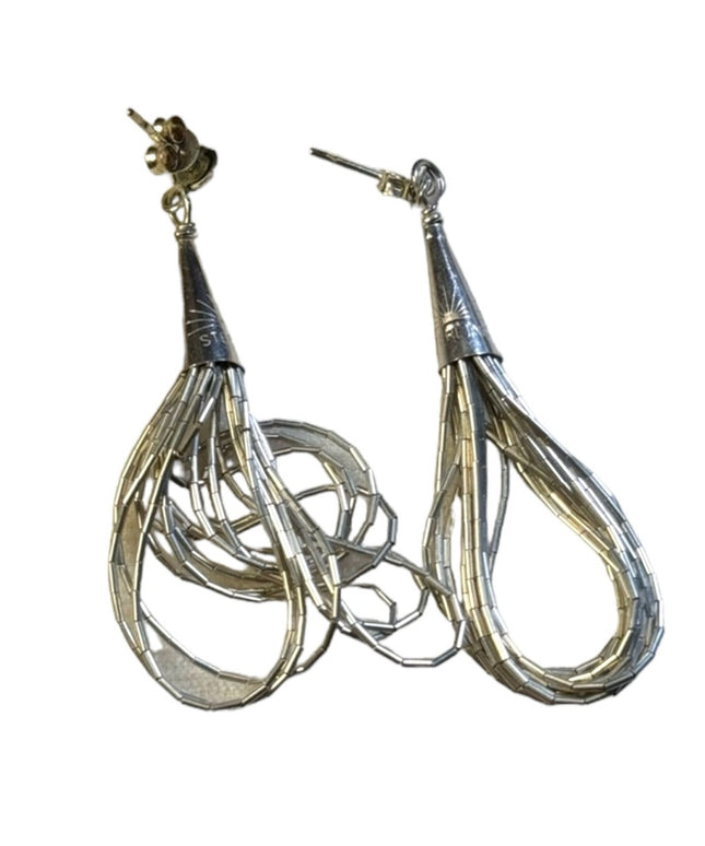 Sterling silver liquid silver 925 dangle earrings 2”